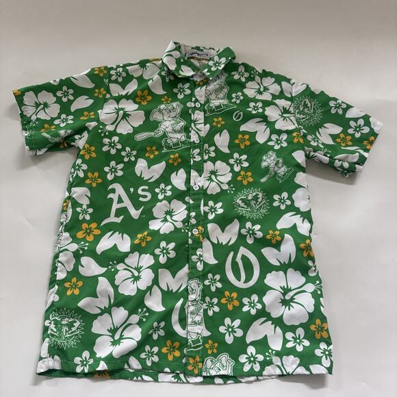 OAKLAND A'S Hawaiian Shirt Medium 2023 Promo SGA Kelly Green Stomper MLB - Picture 1 of 9